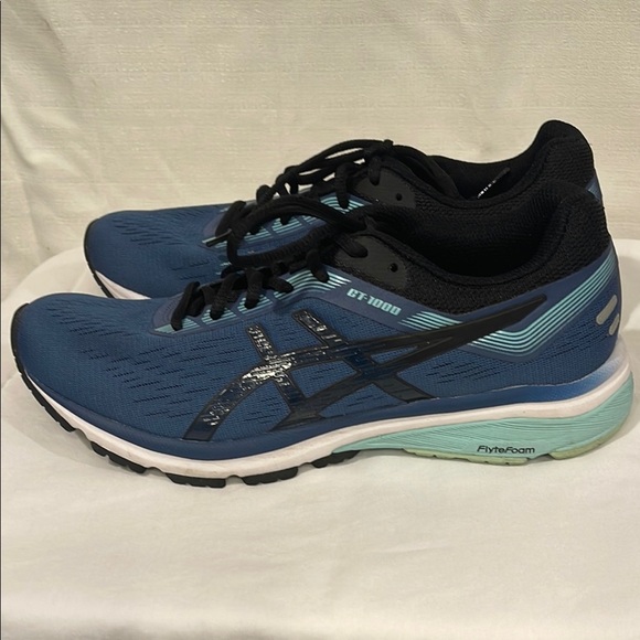 Asics Blue and Black Athletic Shoes with Breathable Mesh - Picture 5 of 11